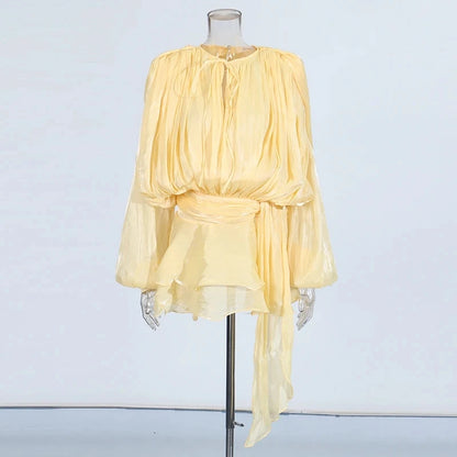 Elegant Splice Lace-Up Dress