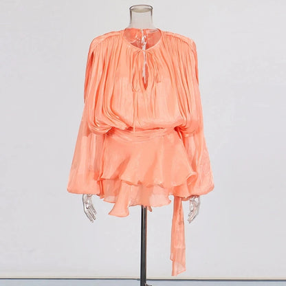 Elegant Splice Lace-Up Dress