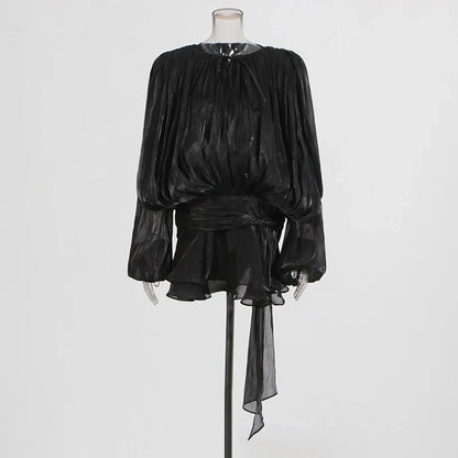 Elegant Splice Lace-Up Dress