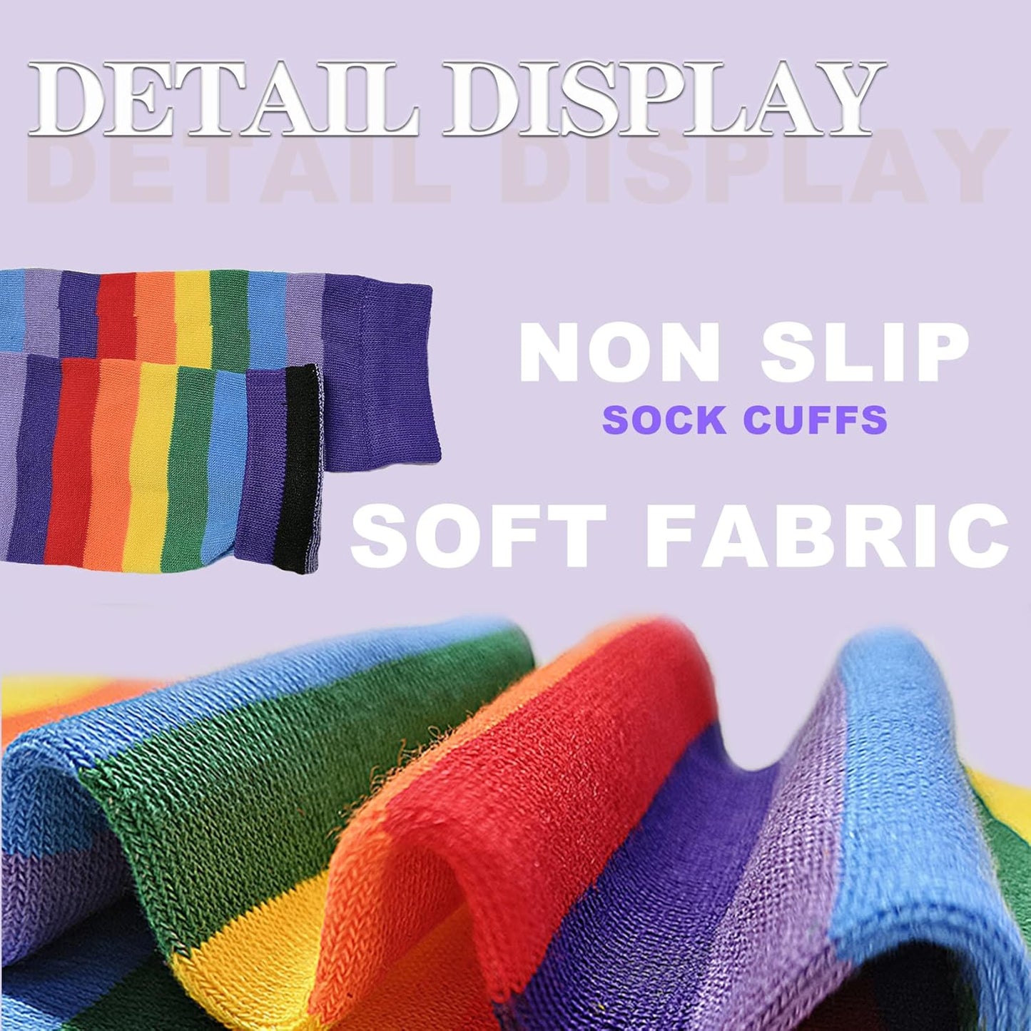 Womens Rainbow Socks Striped Knee High Socks Arm Warmer Fingerless Gloves Set